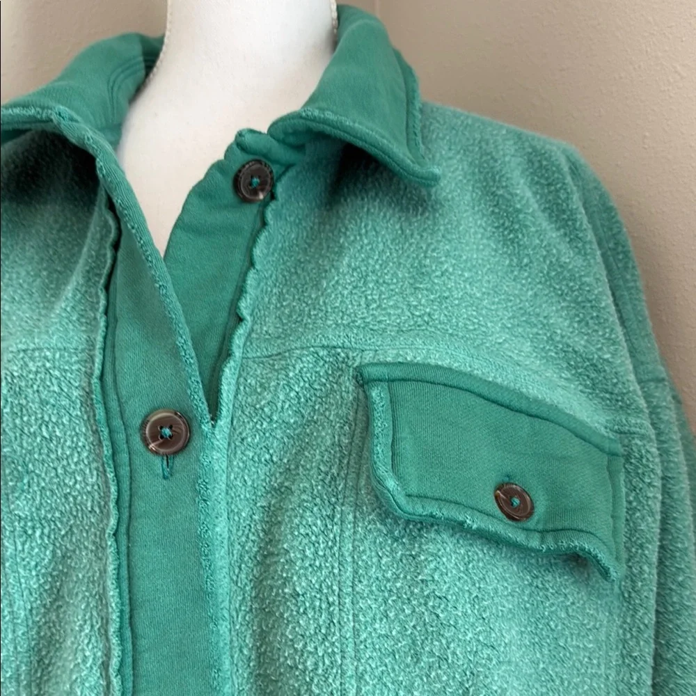 Free People | Ruby Shirt Fleece Oversized Button-down Shacket | Green | Large